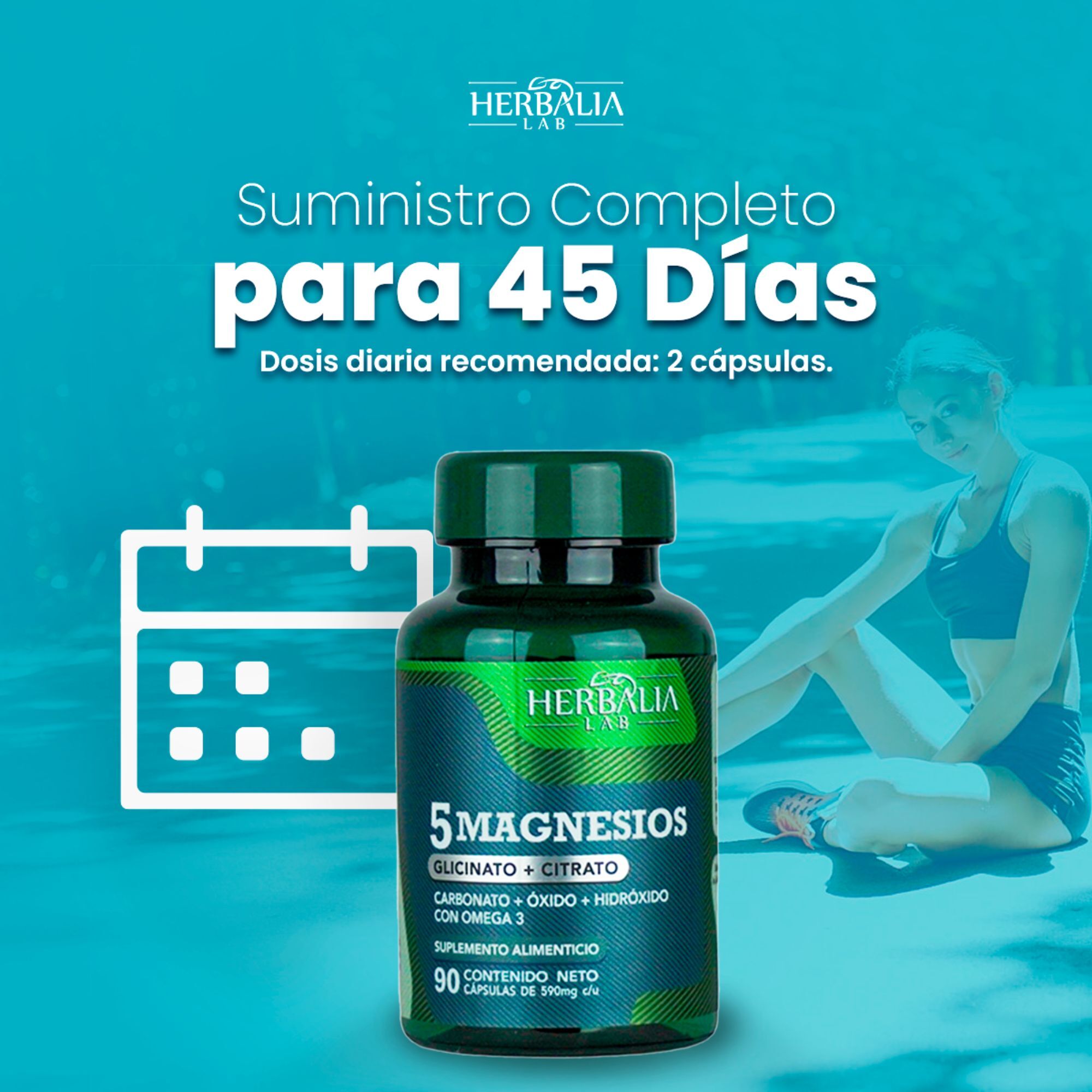 Foto 7 | Suplemento Alimenticio Herbalia Lab 5 Magnesios