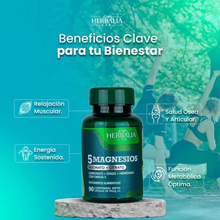 Foto 8 | Suplemento Alimenticio Herbalia Lab 5 Magnesios