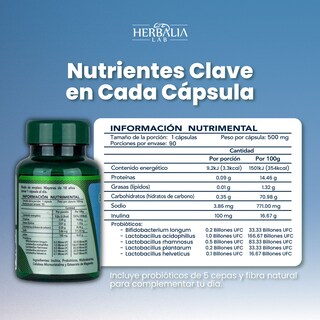 Foto 4 | Fórmula Única De Probióticos + Fibra: 5 Cepas Potentes, Inulina De Agave - Herbalia Labs