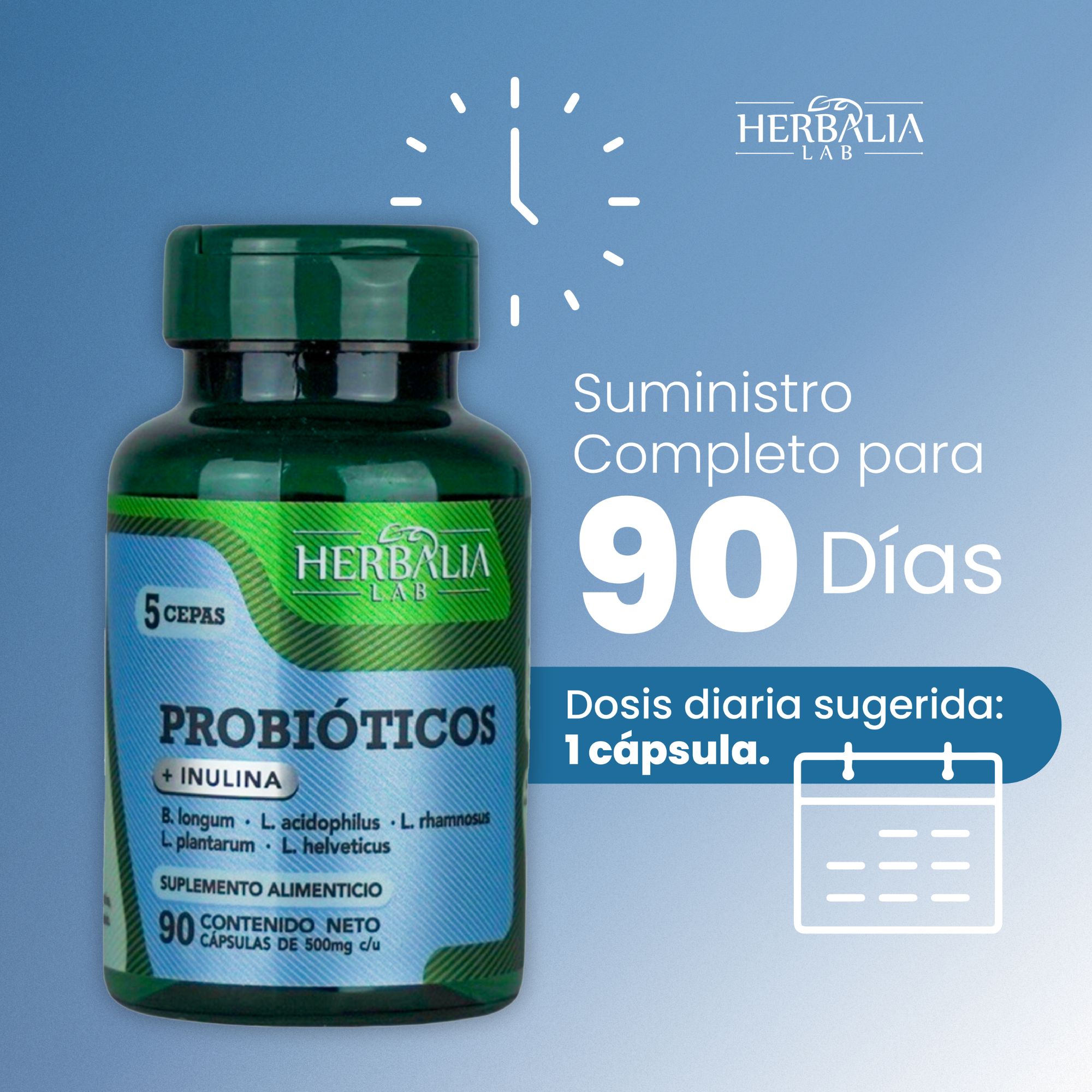 Foto 6 pulgar | Fórmula Única De Probióticos + Fibra: 5 Cepas Potentes, Inulina De Agave - Herbalia Labs