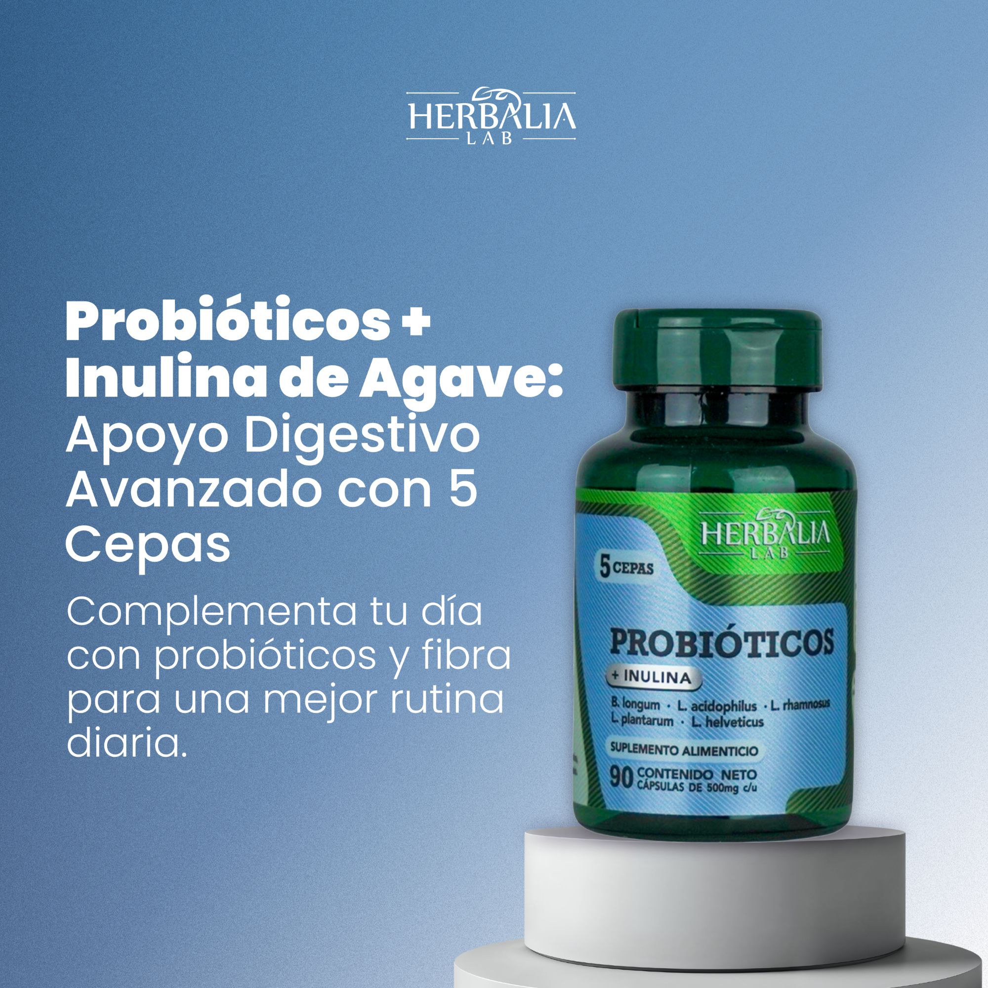 Foto 7 pulgar | Fórmula Única De Probióticos + Fibra: 5 Cepas Potentes, Inulina De Agave - Herbalia Labs