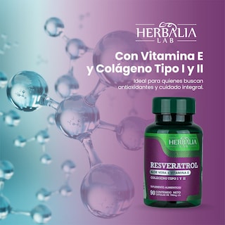 Foto 4 | Suplemento Alimenticio Herbalia Lab Resveratrol 500mg con Vitamina E y Colágeno Antioxidante Superior para Salud y Piel