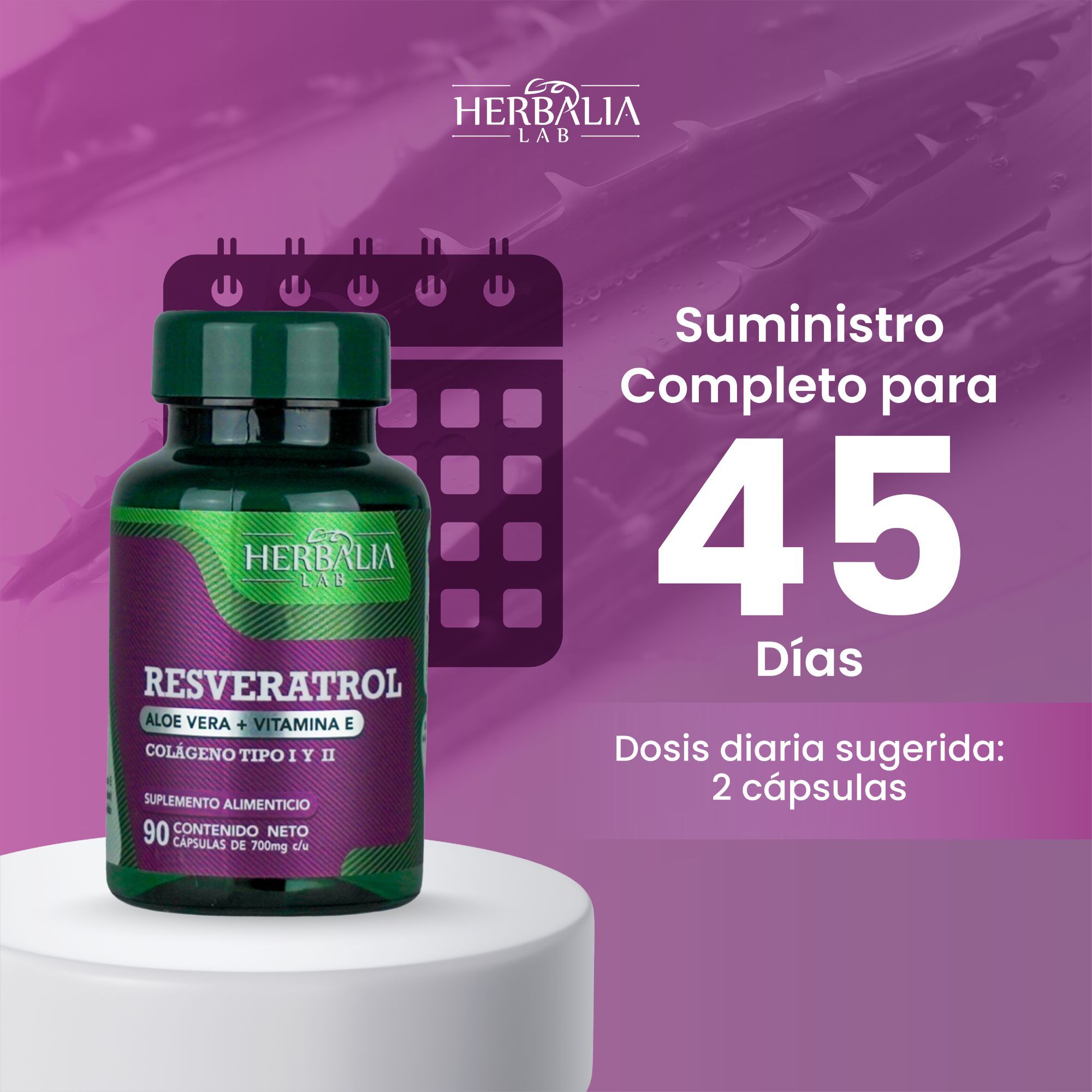 Foto 7 pulgar | Suplemento Alimenticio Herbalia Lab Resveratrol 500mg con Vitamina E y Colágeno Antioxidante Superior para Salud y Piel