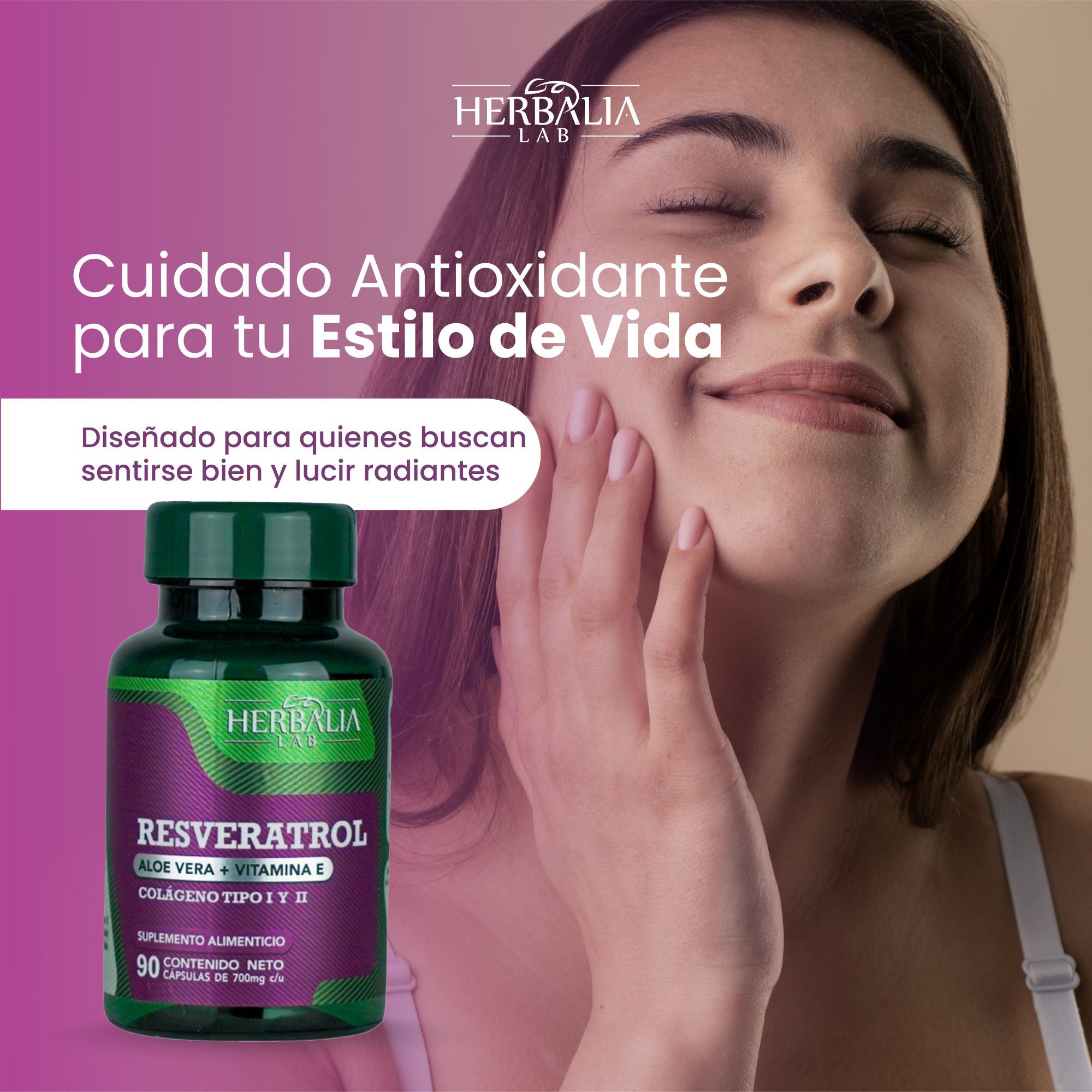 Foto 8 pulgar | Suplemento Alimenticio Herbalia Lab Resveratrol 500mg con Vitamina E y Colágeno Antioxidante Superior para Salud y Piel