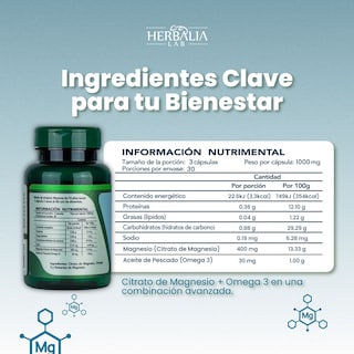Foto 4 | Citrato De Magnesio 500 Mg Con Omega 3 De Herbalia Lab