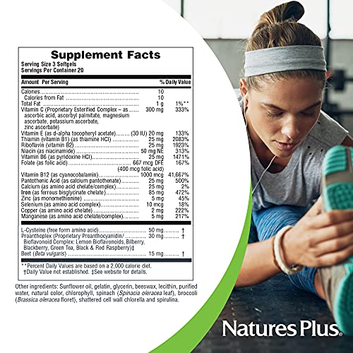 Foto 4 | Suplemento Nature's Plus Hema-plex Iron 60 Cápsulas Blandas - Venta Internacional.