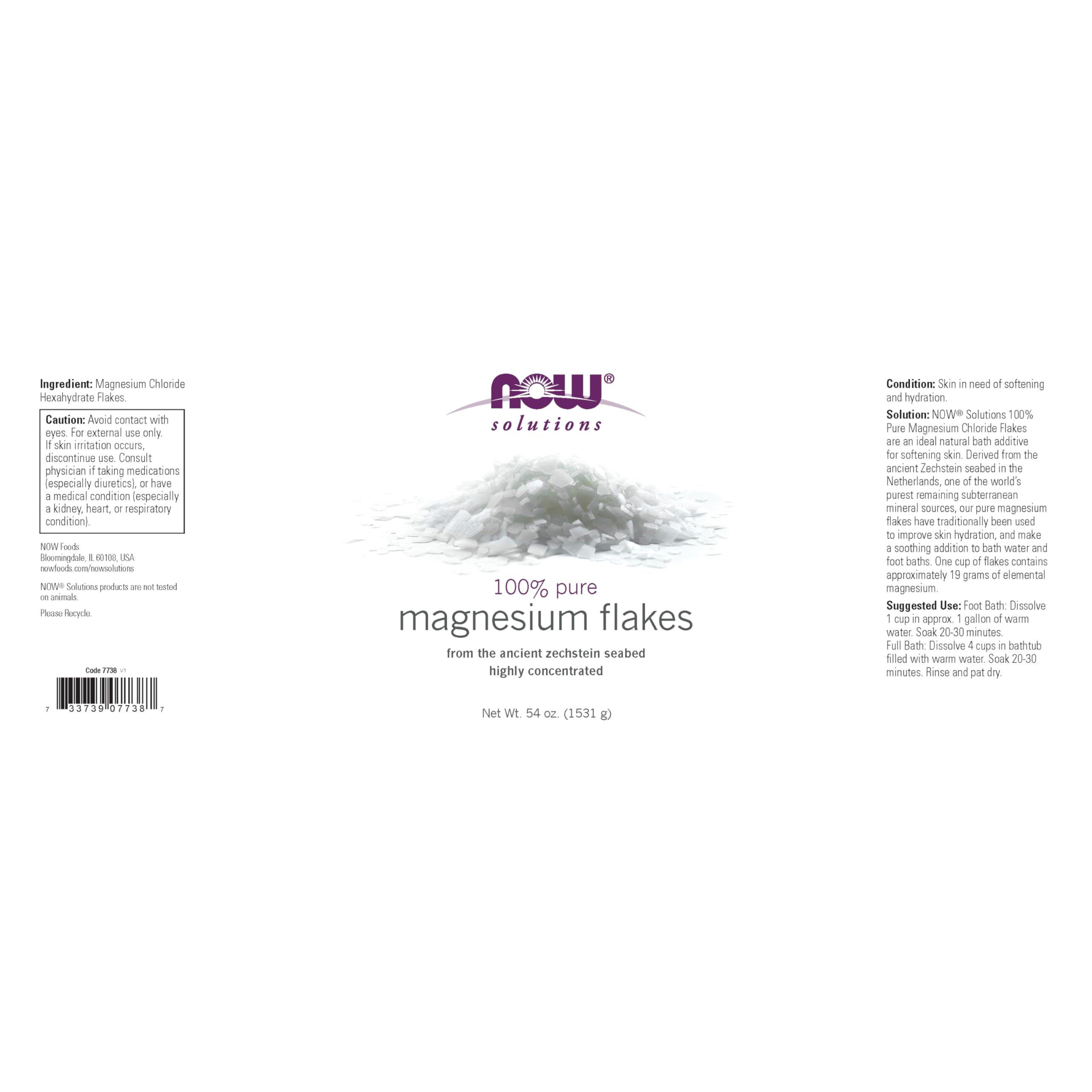 Foto 3 pulgar | Magnesium Flakes Now Solutions 1,6 Kg De Zechstein 100% Puro - Venta Internacional.