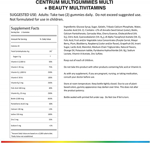 Foto 8 pulgar | Suplemento Centrum Multigummies + Beauty Gummy Women 100u - Venta Internacional.