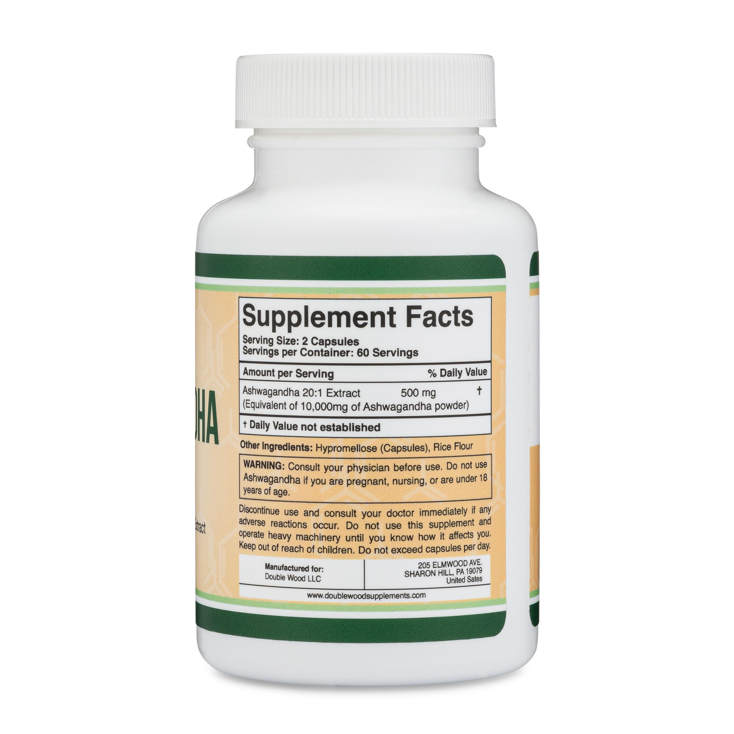 Foto 3 pulgar | Cápsulas De Ashwagandha De Double Wood Supplements, 120 Unidades - Venta Internacional.