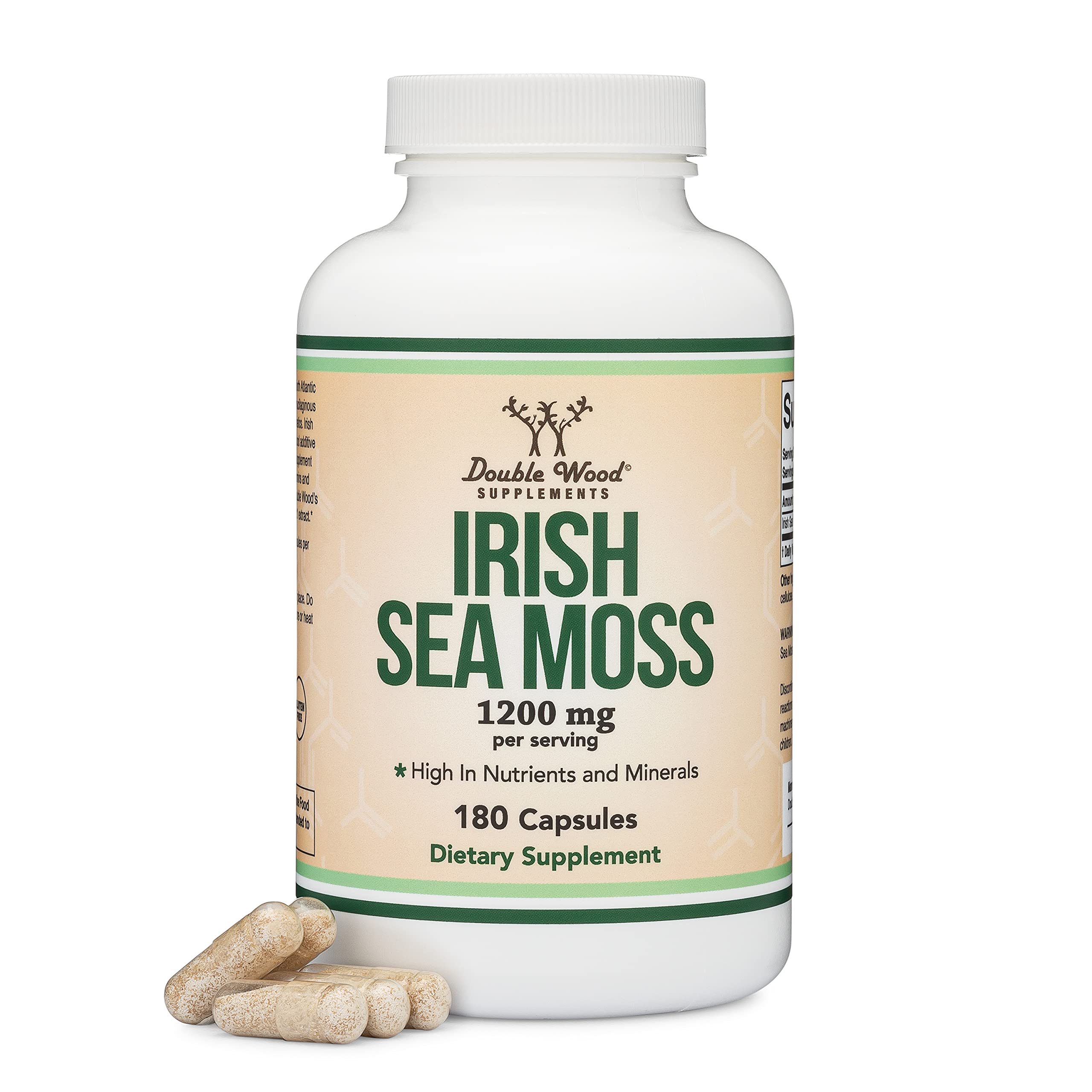 Foto 2 pulgar | Suplemento Double Wood Irish Sea Moss En Cápsulas 180 X 1200 Mg - Venta Internacional.