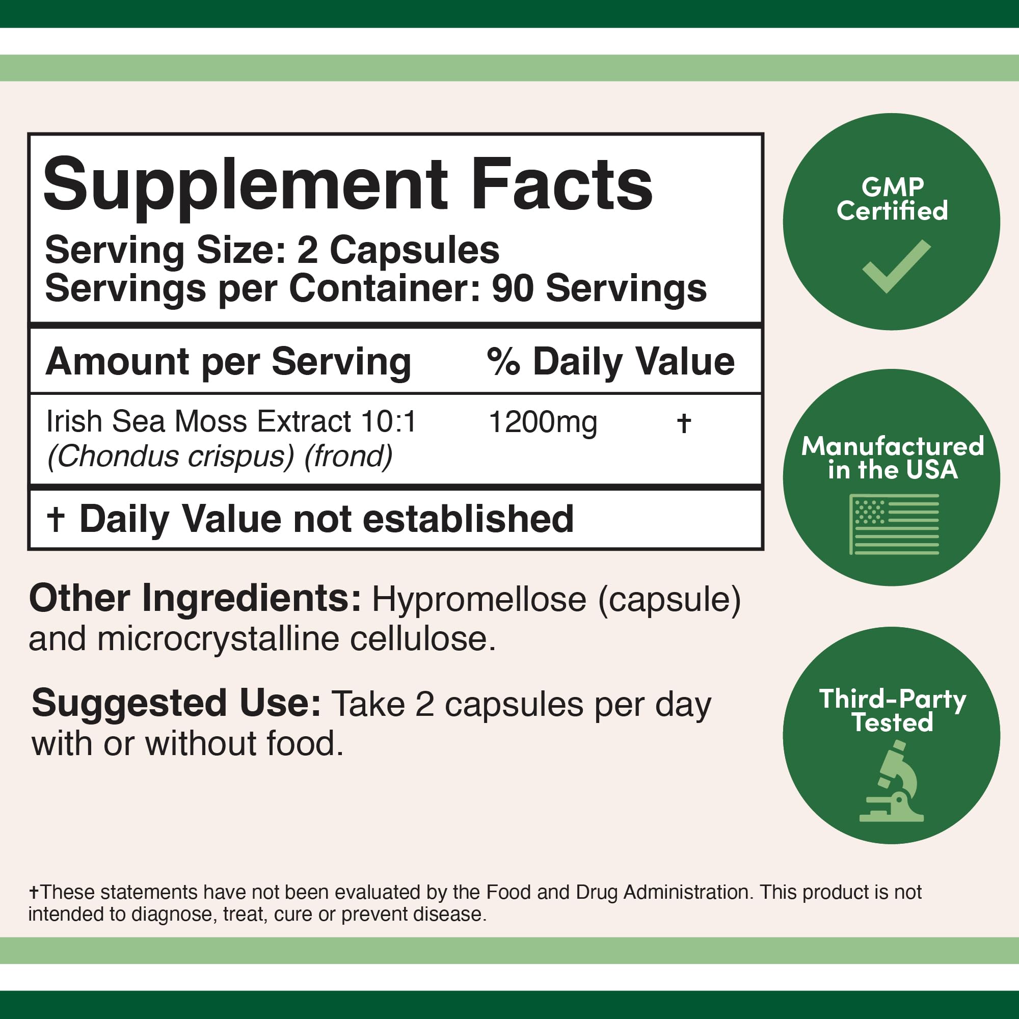 Foto 6 pulgar | Suplemento Double Wood Irish Sea Moss En Cápsulas 180 X 1200 Mg - Venta Internacional.
