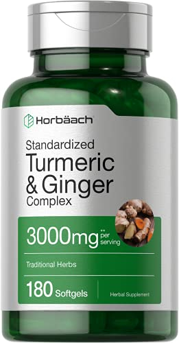 Foto 2 pulgar | Suplemento Horbaach Cúrcuma y Jengibre 3000 mg 180 Cápsulas Blandas - Venta Internacional
