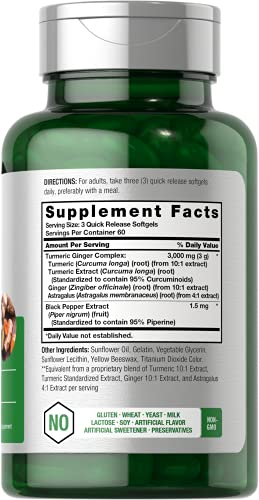 Foto 3 pulgar | Suplemento Horbaach Cúrcuma y Jengibre 3000 mg 180 Cápsulas Blandas - Venta Internacional