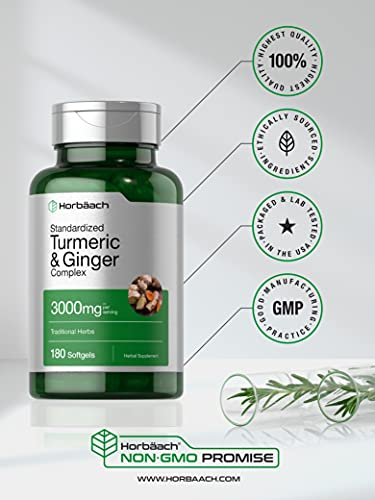Foto 6 pulgar | Suplemento Horbaach Cúrcuma y Jengibre 3000 mg 180 Cápsulas Blandas - Venta Internacional