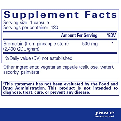 Foto 3 pulgar | Suplemento Pure Encapsulations Bromelain 2400 500 mg 180 Cápsulas - Venta Internacional