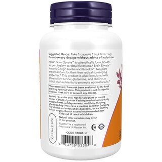 Foto 3 | Supplement Now Brain Elevate 120 Cápsulas Vegetarianas - Venta Internacional