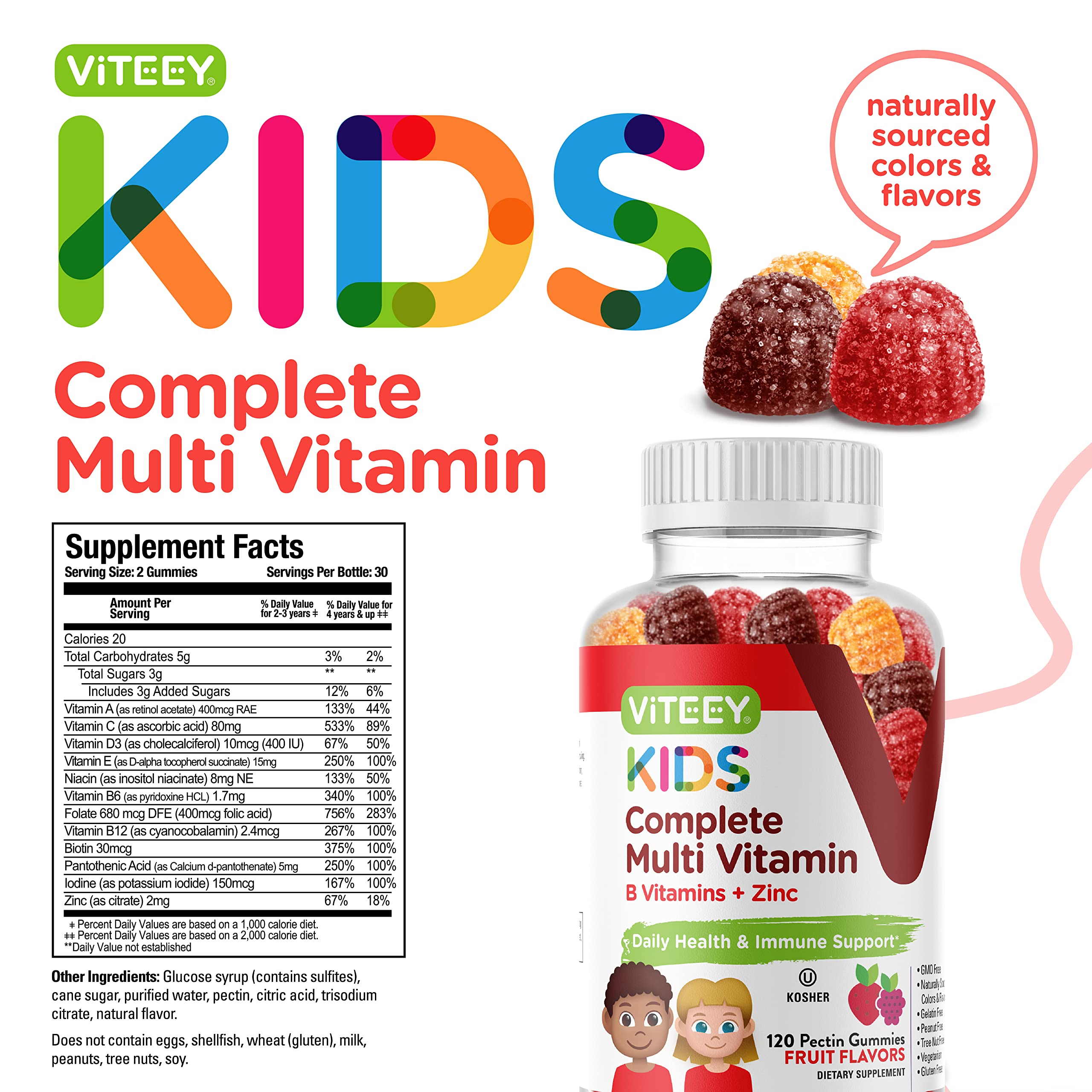 Foto 5 pulgar | Gomitas Multivitamínicas Viteey Kids Complete Suministro De 1 Mes - Venta Internacional