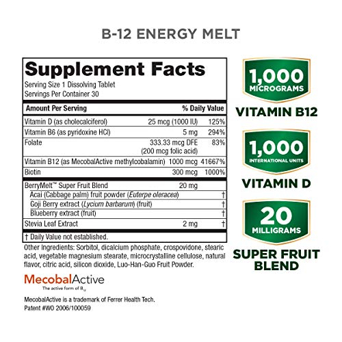 Foto 2 | Suplemento Purity Products B-12 Energy Berrymelts 30 Comprimidos - Venta Internacional