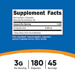 Foto 2 | Suplemento Nutricost de Ácido D-Aspártico 3000 mg 180 Cápsulas - Venta Internacional