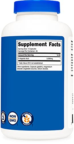 Foto 5 pulgar | Suplemento Nutricost de Ácido D-Aspártico 3000 mg 180 Cápsulas - Venta Internacional