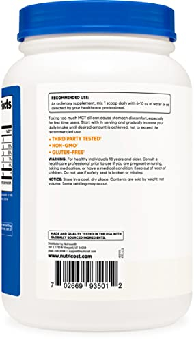 Foto 4 pulgar | Aceite Mct En Polvo Nutricost C8 2 Libras (950 G), 95% Aceite Mct C8 - Venta Internacional.