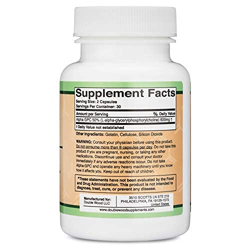 Foto 8 pulgar | Suplemento De Colina Alpha Gpc De Double Wood, 600 Mg, 60 Cápsulas - Venta Internacional.