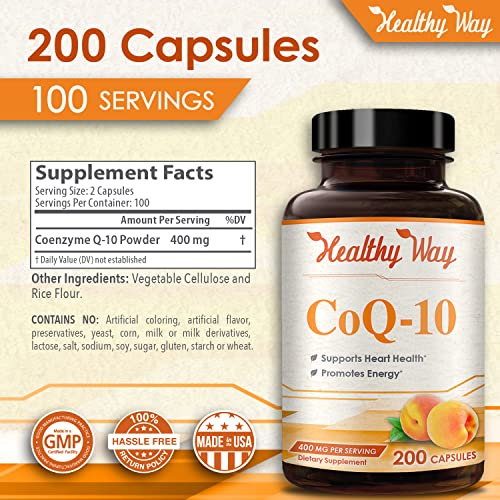 Foto 7 pulgar | Suplemento Healthywayrx Coq10 400 Mg 200 Cápsulas Heart Health - Venta Internacional.