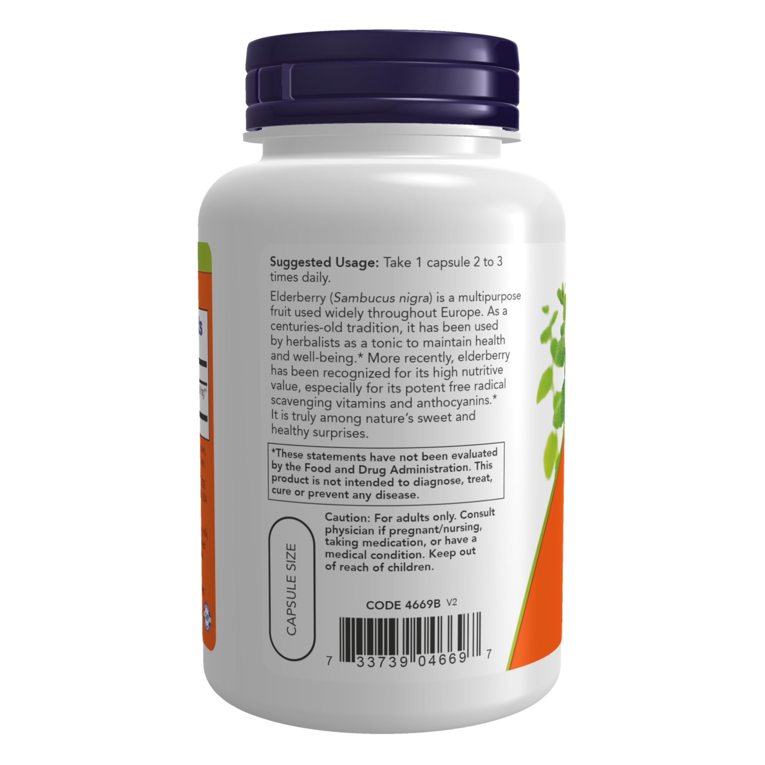 Foto 4 pulgar | Suplemento Now Saúco Sambucus Nigra 500 mg 120 Cápsulas - Venta Internacional