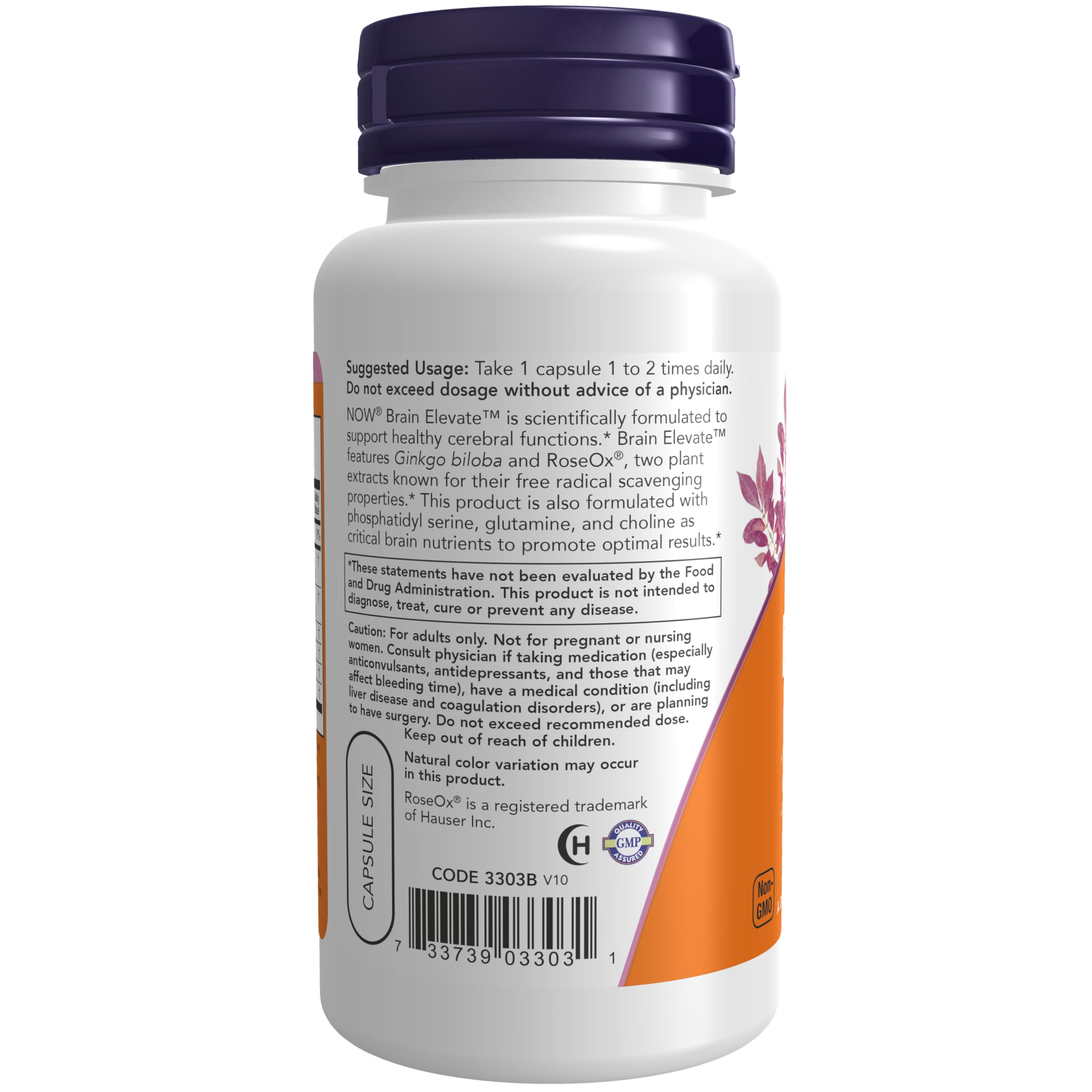 Foto 4 pulgar | Supplements Now Brain Elevate™ Ginkgo Biloba 60 Cápsulas - Venta Internacional.