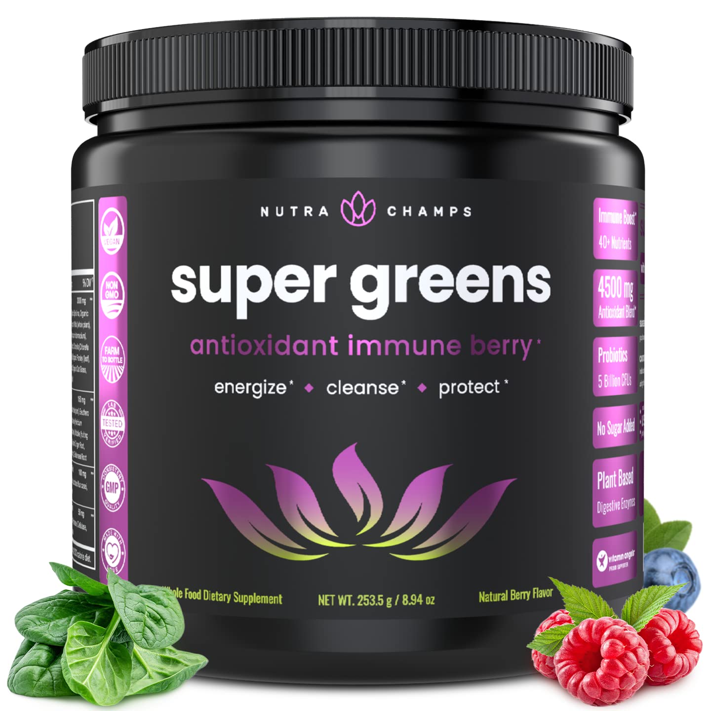 Foto 2 pulgar | Super Greens Powder Nutrachamps Antioxidante Premium 40+ Supe - Venta Internacional