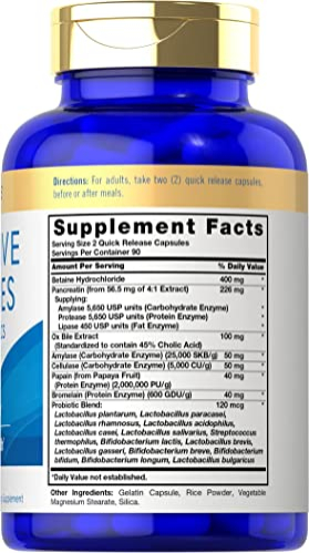 Foto 3 pulgar | Suplemento Carlyle Digestive Enzymes 180 Cápsulas Sin Ogm - Venta Internacional.