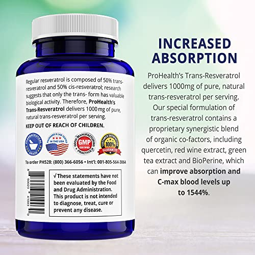 Foto 6 pulgar | Suplemento Prohealth Longevity Trans Resveratrol 1000 Mg - Venta Internacional.
