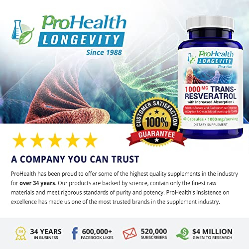 Foto 8 pulgar | Suplemento Prohealth Longevity Trans Resveratrol 1000 Mg - Venta Internacional.