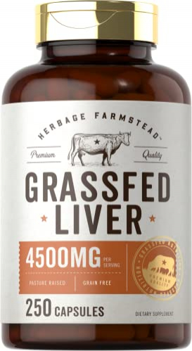 Suplemento: Cápsulas De Hígado De Res Alimentadas Con Hierba, 4500 Mg, 250 Unidades - Venta Internacional.