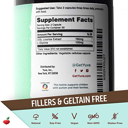 Foto 3 pulgar | Suplemento Yuve Vegan Dgl De Raíz De Regaliz 760 Mg 100 Cápsulas - Venta Internacional.