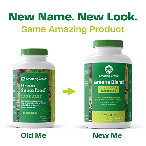 Foto 3 pulgar | Suplemento Amazing Grass Greens Blend Superfood, 150 Cápsulas - Venta Internacional.