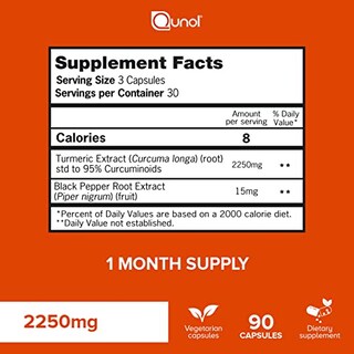 Foto 2 | Suplemento Qunol Cúrcuma y Curcumina 2250 mg con Pimienta Negra 90% - Venta Internacional