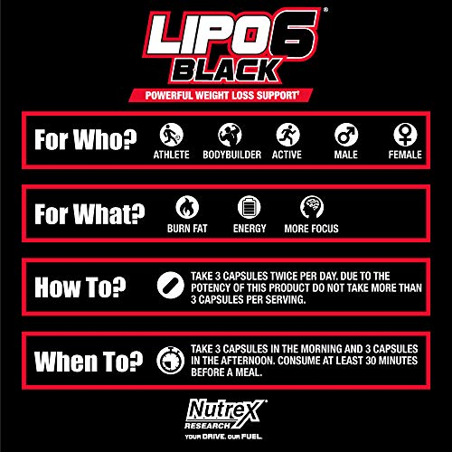 Foto 6 pulgar | Suplemento para Bajar de Peso Nutrex Research Lipo-6 Black - Venta Internacional