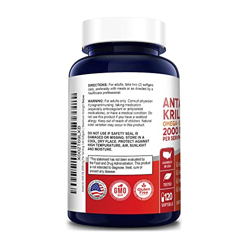 Foto 4 pulgar | Suplemento De Aceite De Krill Antártico, 2000 Mg De Omega-3, 120 Cápsulas Blandas - Venta Internacional.