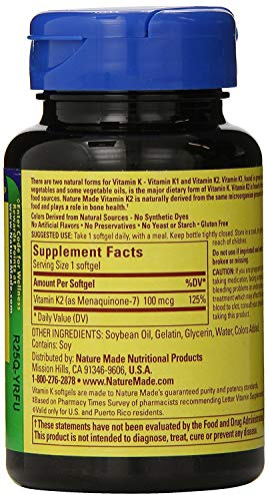 Foto 3 pulgar | Cápsulas Blandas de Vitamina K2 Nature Made 100 Mcg 3 Frascos con 30 Unidades C/U - Venta Internacional