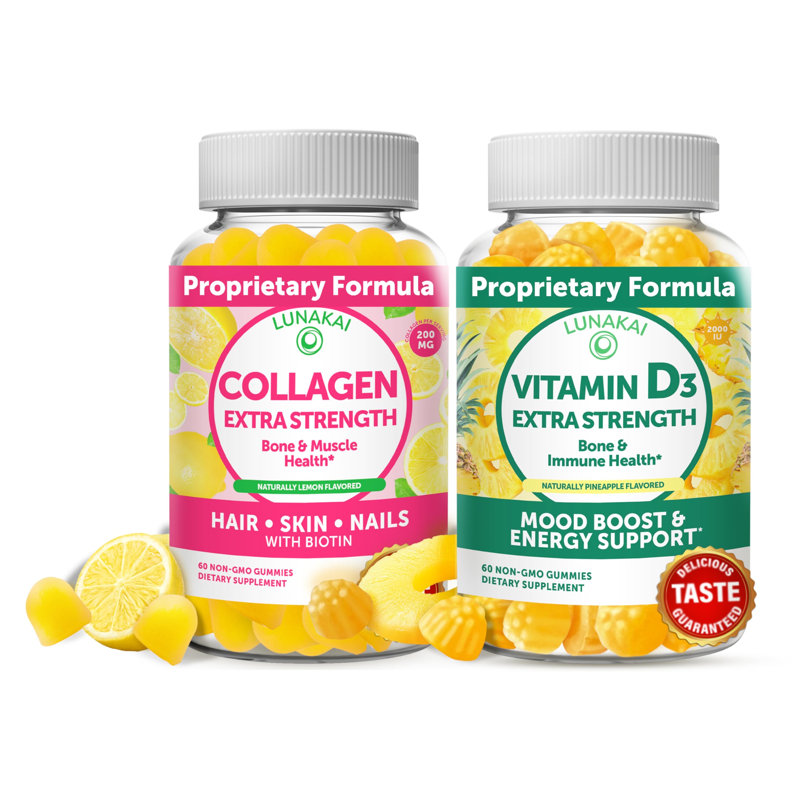 Foto 2 pulgar | Paquete De Suplementos: Gomitas De Colágeno Y Vitamina D3 Lunakai - Venta Internacional.
