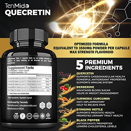 Foto 3 pulgar | Suplemento De Quercetina En Cápsulas De 350 Mg De Tenmido Con Berberina - Venta Internacional.