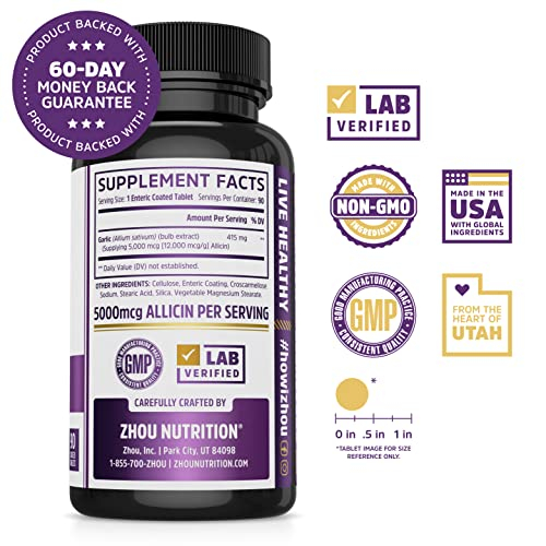 Foto 3 pulgar | Suplemento Zhou Extra Strength Ajo Inodoro 90 Tabletas - Venta Internacional