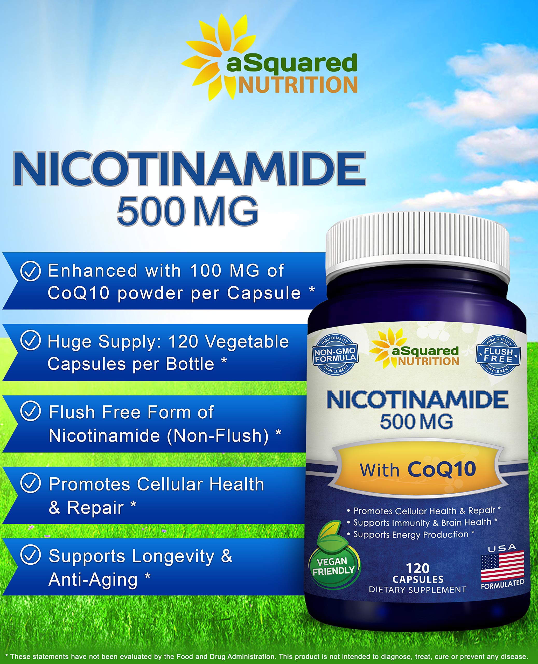 Foto 5 pulgar | Suplemento De Nicotinamida De Squared Nutrition Con Coq10 500 Mg - Venta Internacional.