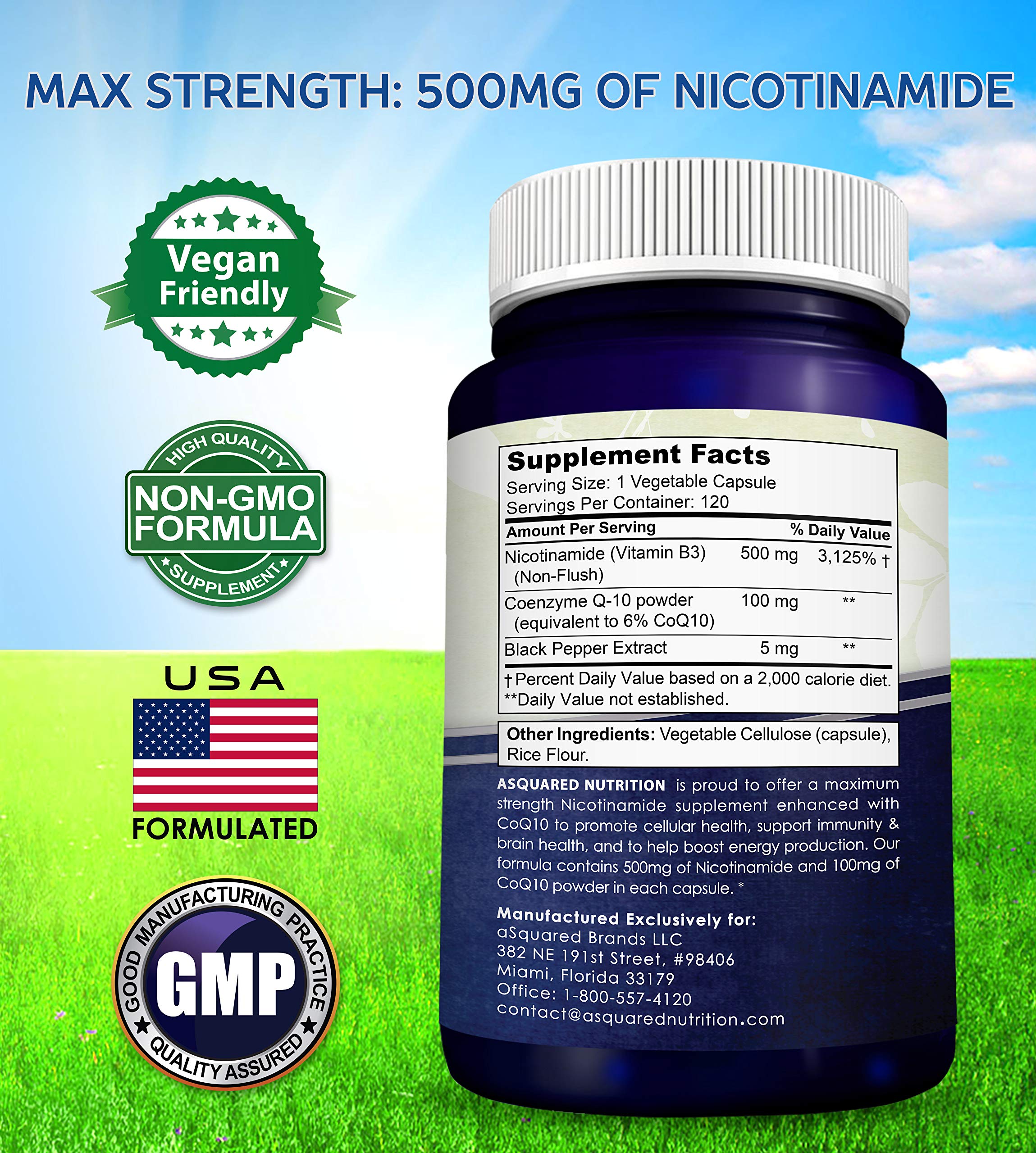 Foto 8 pulgar | Suplemento De Nicotinamida De Squared Nutrition Con Coq10 500 Mg - Venta Internacional.