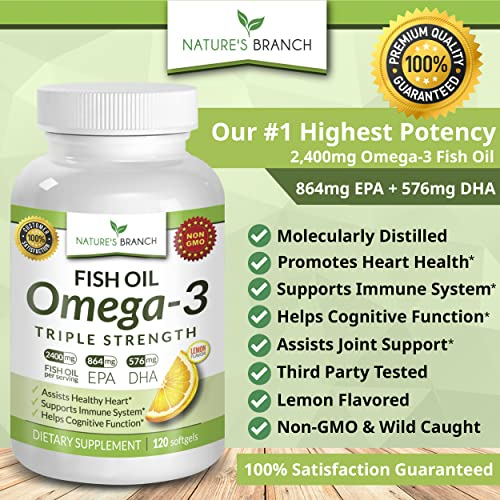 Foto 5 pulgar | Suplemento de Aceite de Pescado Omega 3 Nature's Branch 2400 mg 120 Cápsulas - Venta Internacional