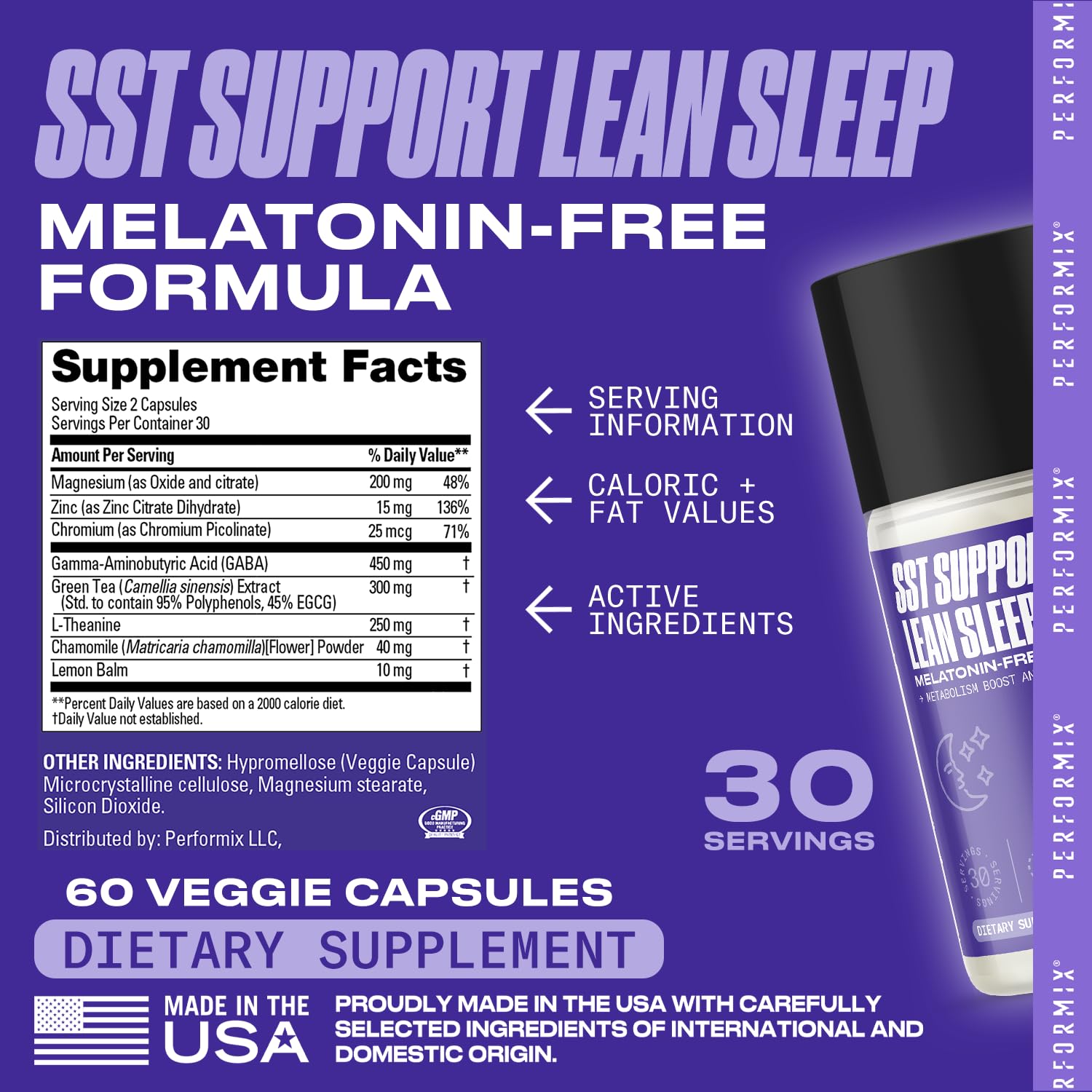 Foto 7 pulgar | Suplemento Performix Sst Support Lean Sleep Aid 60 Cápsulas - Venta Internacional.