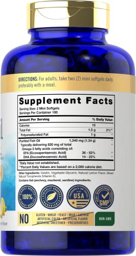 Foto 2 | Cápsulas Blandas De Aceite De Pescado Supplement Carlyle Mini, 1340 Mg | 200 Omega - Venta Internacional.