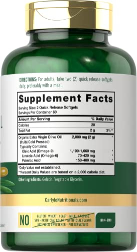 Foto 3 pulgar | Suplemento De Aceite De Oliva Carlyle 2000 Mg 120 Cápsulas Blandas Extra Virgi - Venta Internacional.