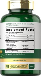 Foto 2 | Suplemento De Aceite De Oliva Carlyle 2000 Mg 120 Cápsulas Blandas Extra Virgi - Venta Internacional.